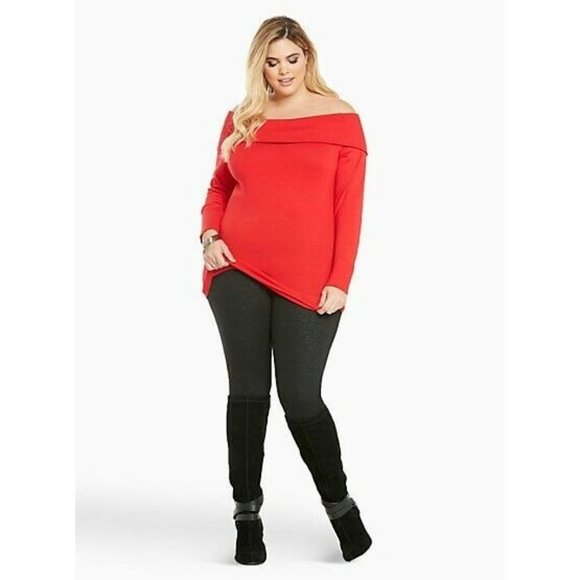 Torrid Womens Sweater Off the Shoulder Red Plus Size 4X NWT - Picture 4 of 4